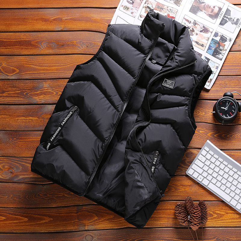 Autumn Winter Waistcoat Male Cotton Coat Jacket Han Version Tide shoulder sleeveless cotton clothes Thickened Warm Men Cotton Clothing Vest