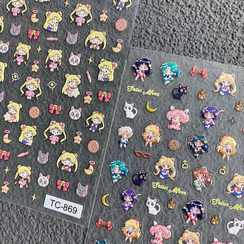 Cute Sailor Moon Water Ice Moon Embossed Nail Stickers Tsukino Usagi Planner Ccd Water Bottle Tablet Nail Stickers Cute Sailor Moon Water Ice Moon Embossed Nail Stickers Tsukino Usagi Planner Ccd Water Bottle Tablet Nail Stickers