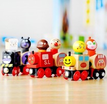 Puzzle wood small train baby head magnet can be large number train carriage cake male bread with locomotive head and