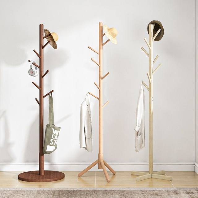 Clothes rack solid wood floor-standing simple modern clothes rack simple clothes bedroom decoration household living room storage rack