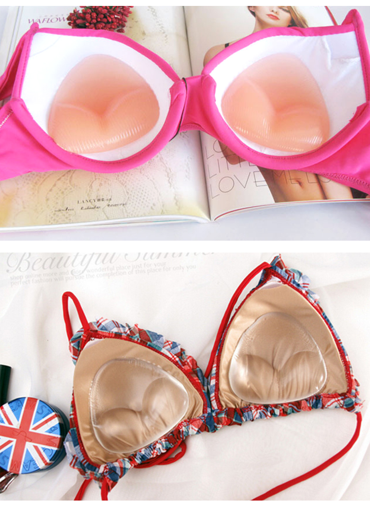 Thu thập Silicone Burst Vú Pad Làm dày Vô hình Chèn Áo tắm Bikini Đặc biệt Nhỏ Tăng vú Không thấm nước mút xốp tam giác nâng ngực