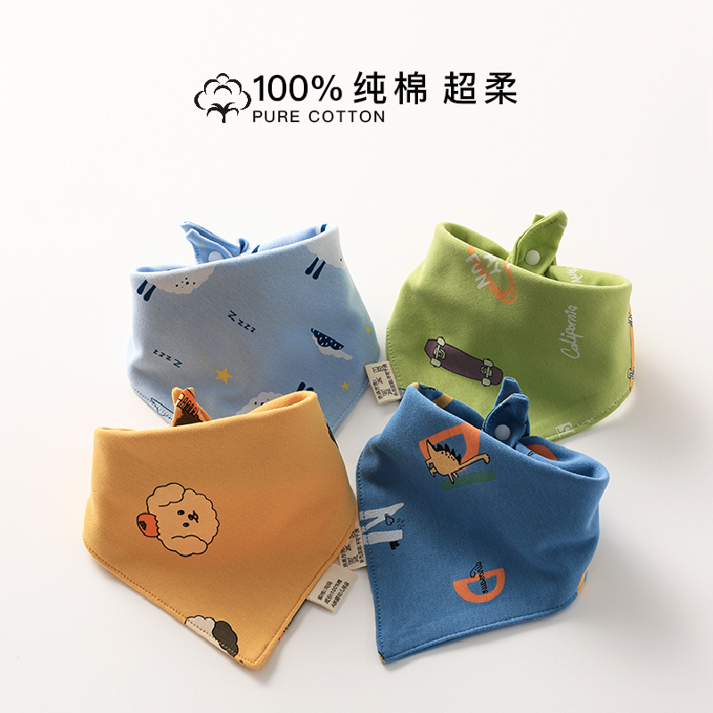 Saliva towel baby cotton bib foreign air bib neck newborn baby boy handsome waterproof bib spring and autumn triangle scarf