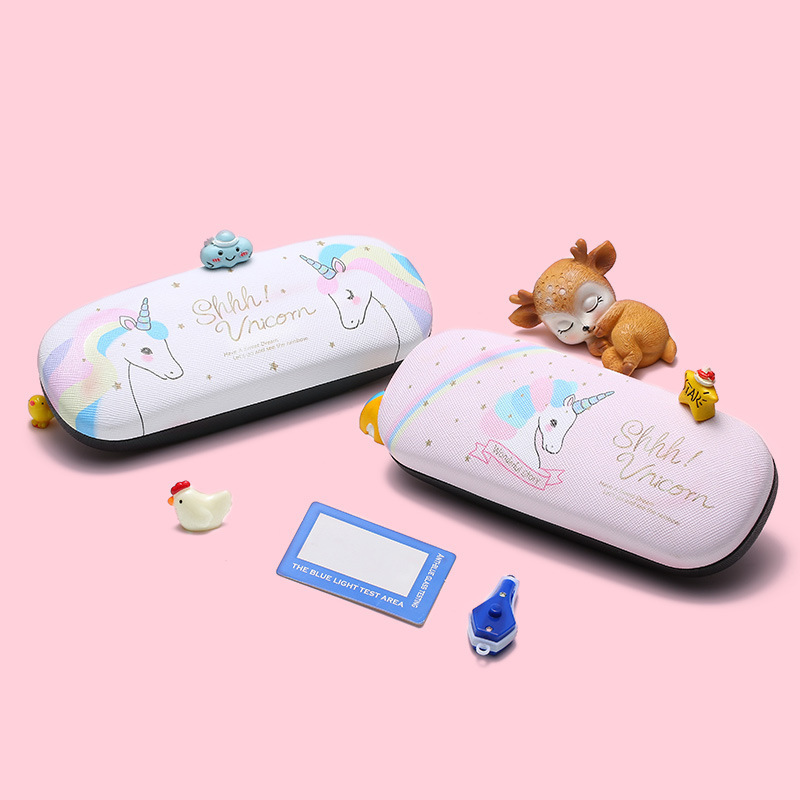 Children's Glasses Case Storage Cartoon Girl Unicorn Anti-Fall and Anti-Stress Sunglasses Myopia Glasses Box Export Fashion