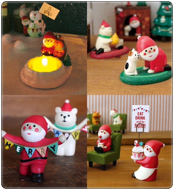 Cửa hàng tạp hóa Nhật Bản Giáng sinh đặc biệt mèo ba lông Santa Claus bên trắng tiệc tùng cụ thể trang trí cảnh ngày lễ phụ kiện trang trí kệ tivi