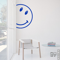 Smiley face ins wall sticker Klein blue minimalist coffee clothing shop glass door anti-collision window decorative painting