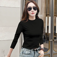Черный лонгслив, высокий воротник