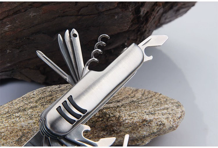 Đa chức năng thép không gỉ đa mục đích công cụ cầm tay folding knife Thụy Sĩ army knife 11 mở cắm trại ngoài trời công cụ quà tặng bộ dụng cụ đa năng bỏ túi