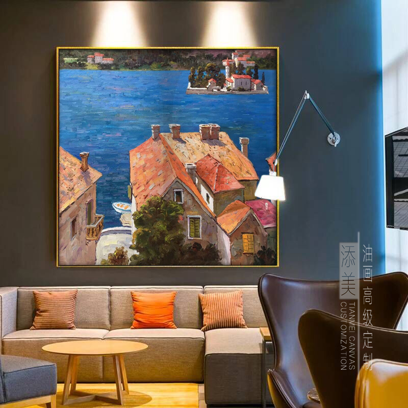 Pure Hand Painted Oil Painting Dining Room Dining Room Bedroom bedroom Xuanguan Modern Brief About Cubist Texture Seaside Lodge American Mediterranean-Taobao