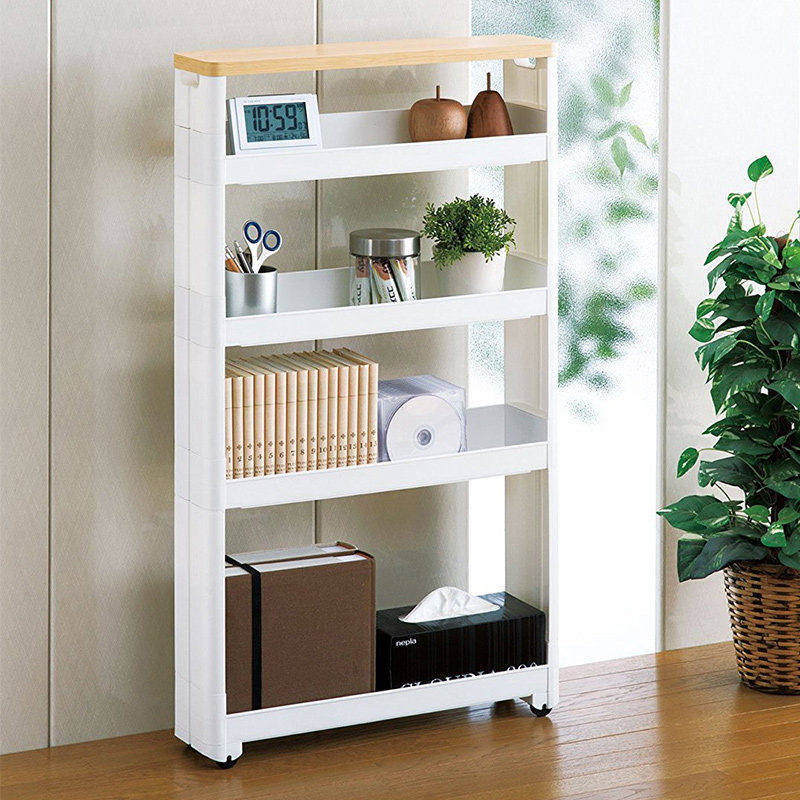 Liquick Japan Fudogiken Sewn Containing Cabinet 3 4 5 Layers Slit Can push-pull with wheel Kitchen Containing Cart