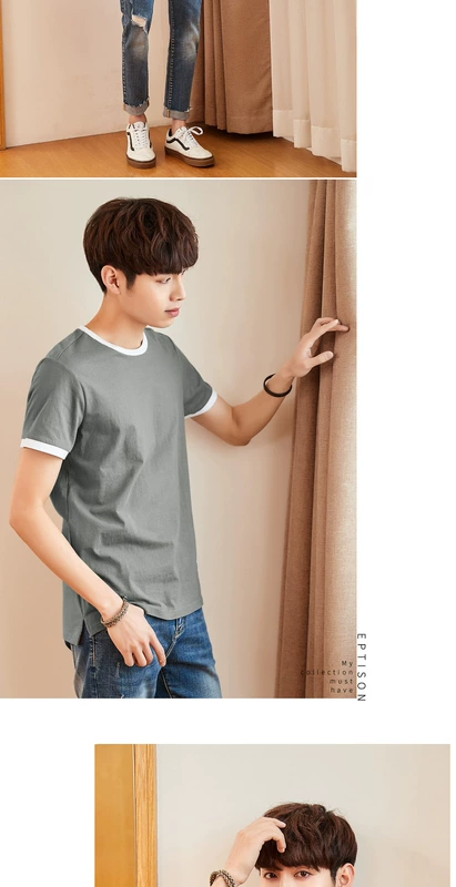 Quần áo Tiancheng 2019 hè mới nam xu hướng áo thun ngắn tay phiên bản Hàn Quốc của áo cotton nhỏ sửa chữa áo sơ mi body tay áo áo thun polo nam