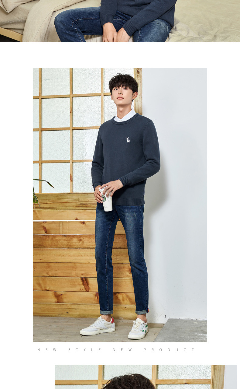 Sản phẩm quần áo Tiancheng 2019 xuân mới áo len nam phiên bản Hàn Quốc của đầu thẳng áo len cotton dài tay trẻ trung quần áo unisex