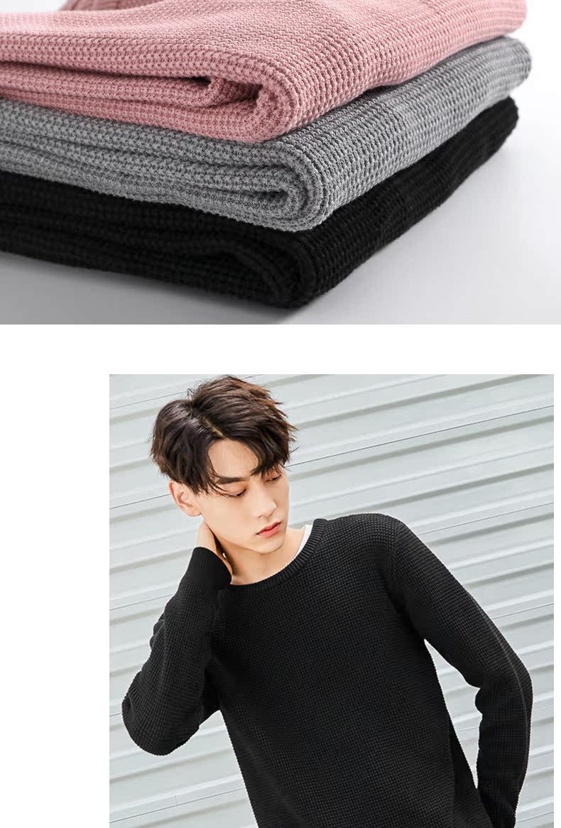Quần áo Tiancheng 2019 xuân mới nam áo len dài tay cổ tròn màu rắn Hàn Quốc áo len xu hướng mặc thời trang nam mùa đông