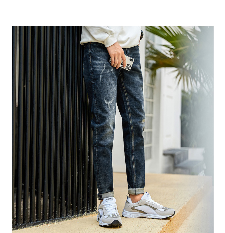 Quần áo Tiancheng 2018 mùa đông quần jean nam trẻ trung phiên bản Hàn Quốc của quần mid eo cũ thẳng quần ống rộng nam