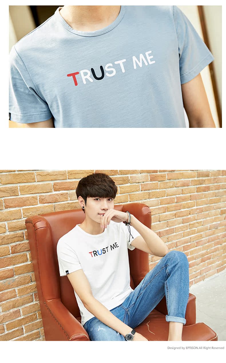 Quần áo áo thun nam tay ngắn Tiancheng 2019 hè mới Hàn Quốc thời trang in trẻ trung thủy triều nam cổ tròn từ bi áo thun trắng trơn