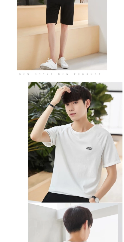 Quần áo Tiancheng 2019 hè mới áo thun nam tay ngắn Hàn Quốc cotton cổ tròn xu hướng nam nửa tay áo