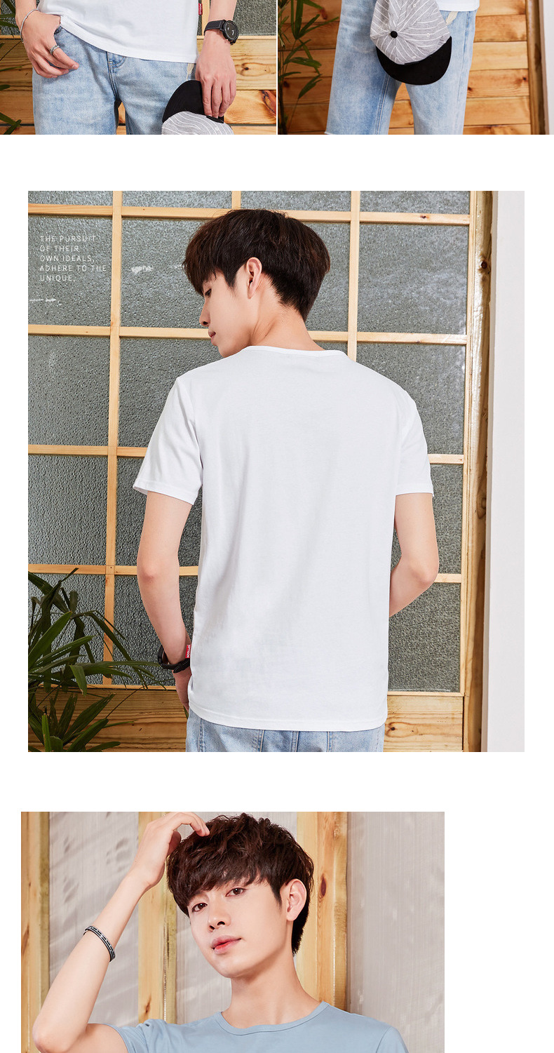 Quần áo Tiancheng 2019 hè mới cho nam áo thun ngắn tay xu hướng phiên bản Hàn Quốc của cotton cổ tròn nam tính từ bi áo thun polo nam