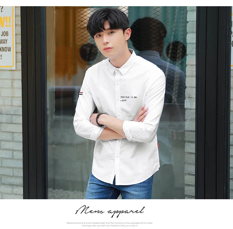 Sản phẩm quần áo Tiancheng xuân mới áo sơ mi nam xu hướng phiên bản Hàn Quốc của quần dài tay trẻ trung đẹp trai Quần lọt lưới shop áo sơ mi nam