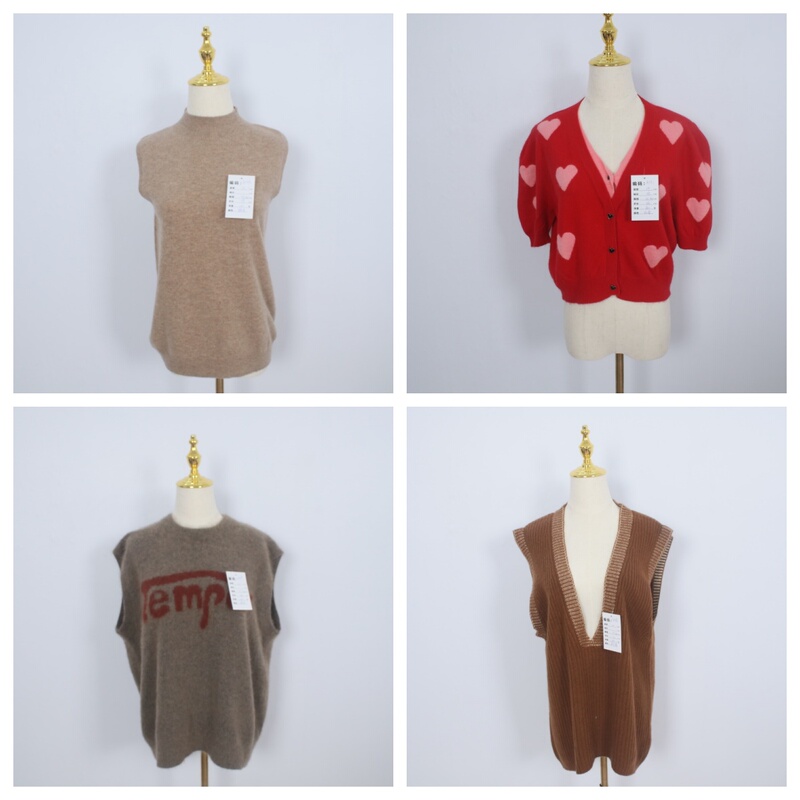 A13- Export Surplus Sample Cashmere Sweater Women's Short-Sleeved Vest Warm Sweater Cashmere Knit