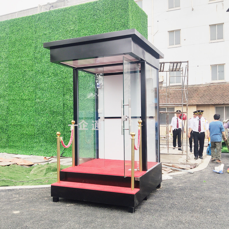 Shanghai factory community image door guard security duty stainless steel glass platform guard box welcome duty room concierge