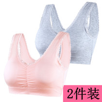 2 pieces of buckle-free vest style middle-aged underwear female mother bra gathering breathable sleep bra comfortable sports