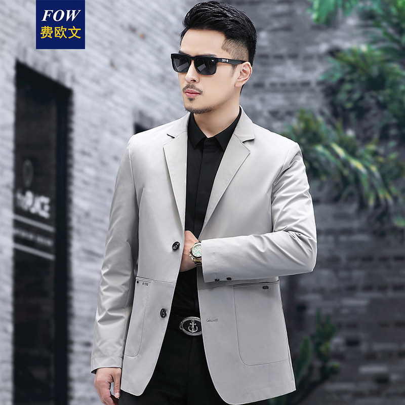 Spring new casual Western suit men's 2021 men's thin stretch small suit fashion trends uni-west blouse jacket