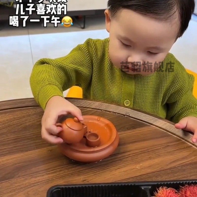 Children's Mini Tea Set Toy Pretend Play Tea Tray Household Small High-Temperature Fired Purple Clay Teapot Decorative Ornament Xz