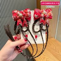 Парик с бантиком, комплект, цветочный принт