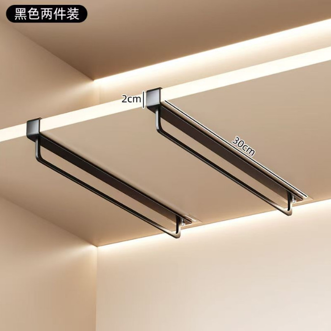 Wardrobe Hanging Rod, No-Drill Horizontal Clothes Rail for Cabinets, Home Use in Bedroom or Dormitory, Vertical Clothes Rack Rod for Shallow Wardrobes