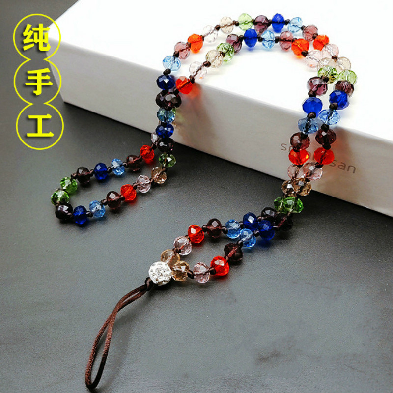 Mobile phone chain lanyard hanging neck crystal chain long pendant rhinestone women's pendant fashion handmade necklace anti-lost general trend