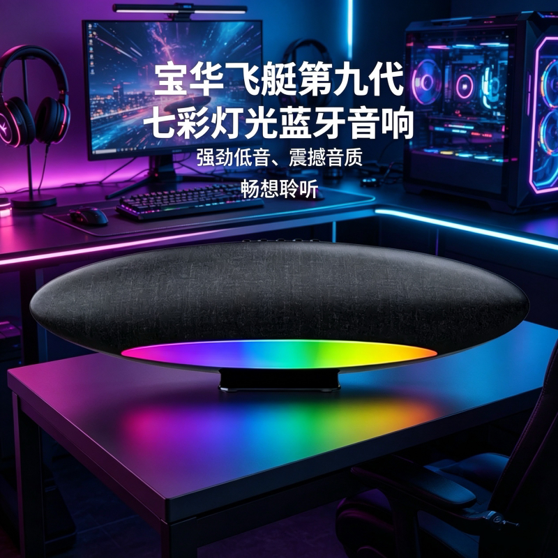华强北飞船第九代蓝牙音响七彩灯光桌面电脑音响强劲低音震撼音质