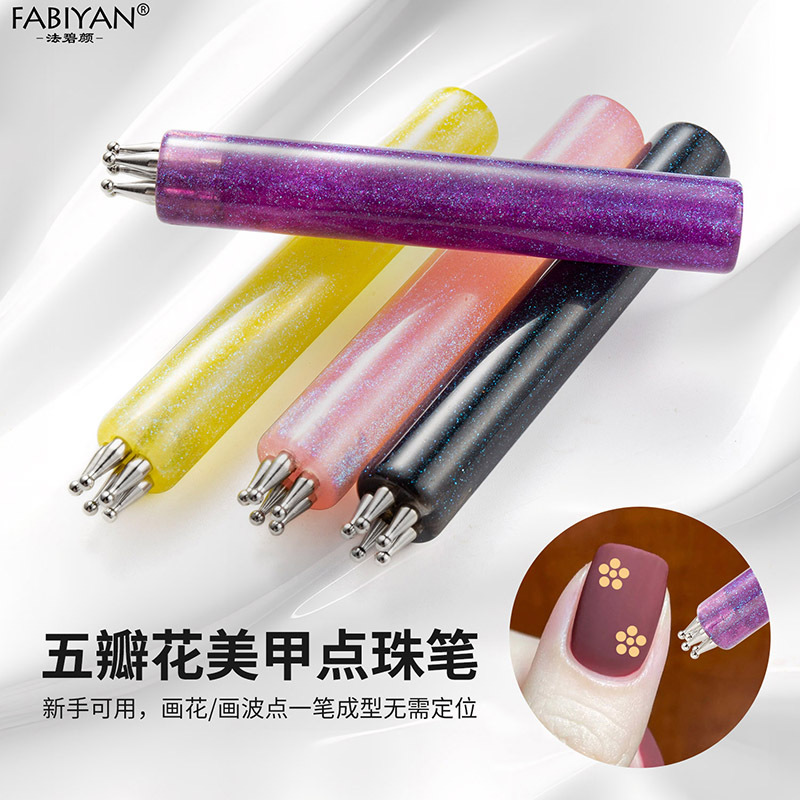 Five-Petal Flower Nail Art Dotting Pen, Polka Dot Pen, Dotting Pen for Drawing Flowers, One-Stroke Flower Pattern Nail Art Pen Tool