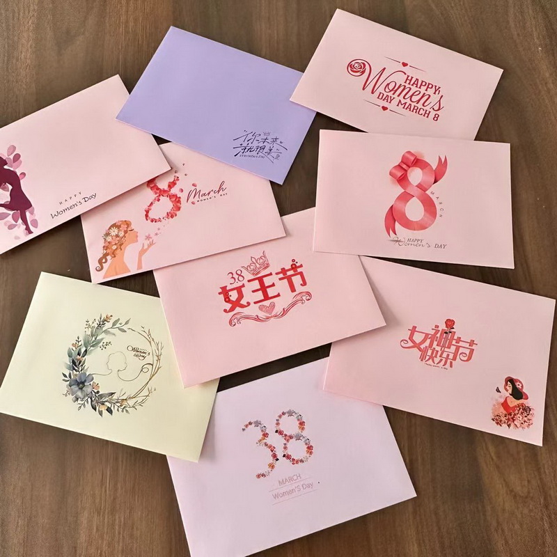 定制创意女神女生节信封祝福语卡片是明信片