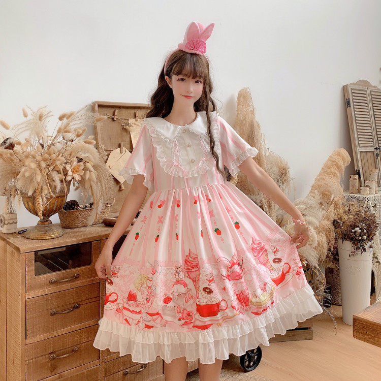 Han Mushrooms Cool {Spot} ~ Factory Original Design Day Series Soft Girl Lolita Lower afternoon tea time Ocean dress Sop dress 