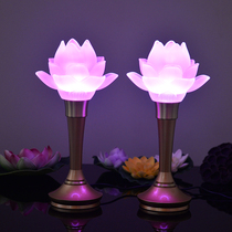 Buddhas front light crystal glass lotus lamp for lamp led seven colors for the lamp Off the public light The glazed home Buddha lamp for the lamp