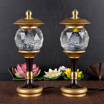 Money transfer lamp Water crystal lamp Caijing Lights Pinewood Auspicious Light lamp Long Ming lamp Buddha for lamp Home LED Seven color