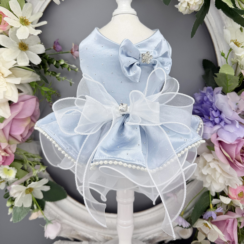 Handmade Pet Princess Dress with a Small V-Neck for Pets Like Ponies, Small Yorkies, Teddy, Poodle, Bichon, Dog Dresses, and Cat Dresses