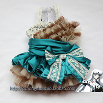 Blue and green contrasting color pet dress dog net red clothes cat and dog clothes pet wedding dress pet spring clothes custom-made