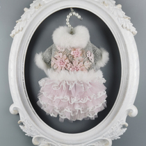 Gray three-dimensional flower pet fur coat Teddy small dog Bixiong Bomei French bucket Cat pet winter clothes