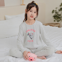 Girls' Autumni Pure Cotton Warm Underwear Two Packages Children's Pajamas 14-year-old Chinese Children's Round Collar Bottom Shirt