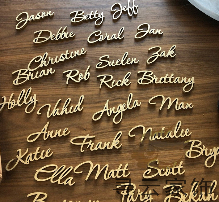 Creative custom wedding disc alphabet card wooden name plate banquet name logo board wedding prop card