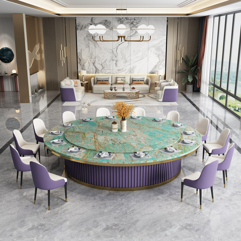 Hotel electric dining table large round table 20 people custom large round table slate banquet restaurant box hot pot dining table