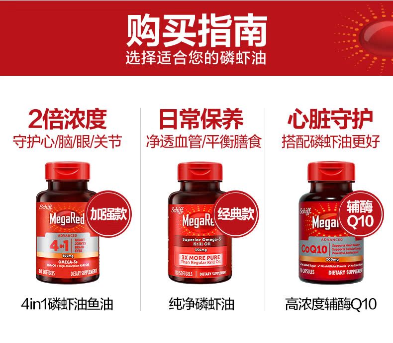 美国MegaRed/脉拓南极磷虾油胶囊