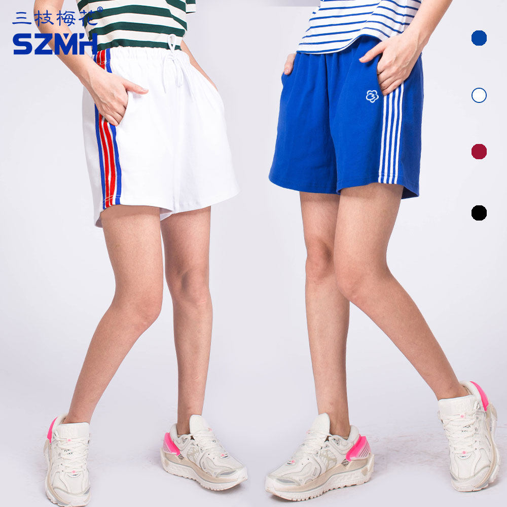 Three Branches Plum sports shorts women pure cotton loose 30% Pants Men's Fitness Running Pants Summer New Medium-high Waist