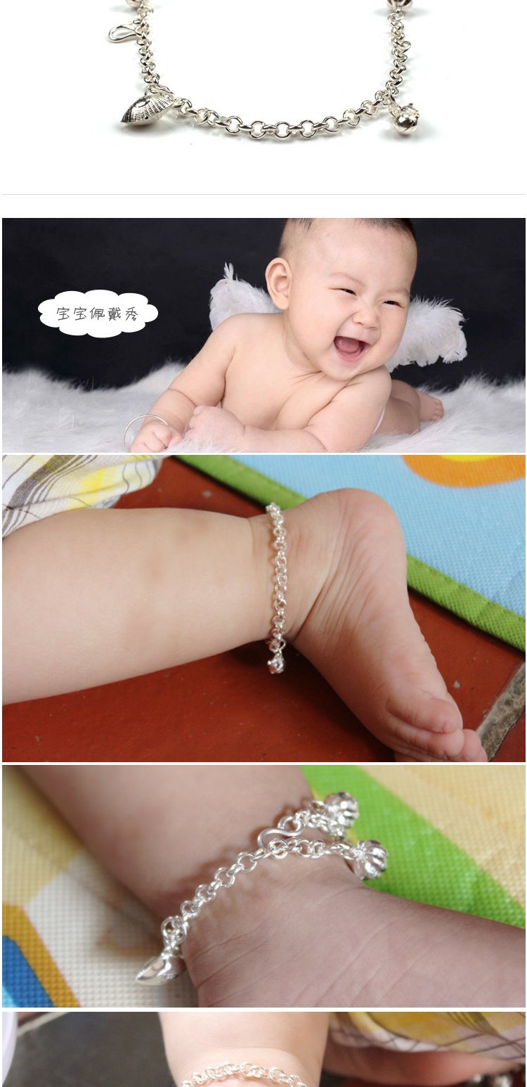 Ưu đãi đặc biệt sterling bạc S990 với Palăng chuông nam và nữ baby baby baby vòng tay vòng chân điều chỉnh lắc chân nữ