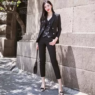 British style professional Korean ankle-length pants straight professional women suit suit vest dress ol three-piece female spring and autumn