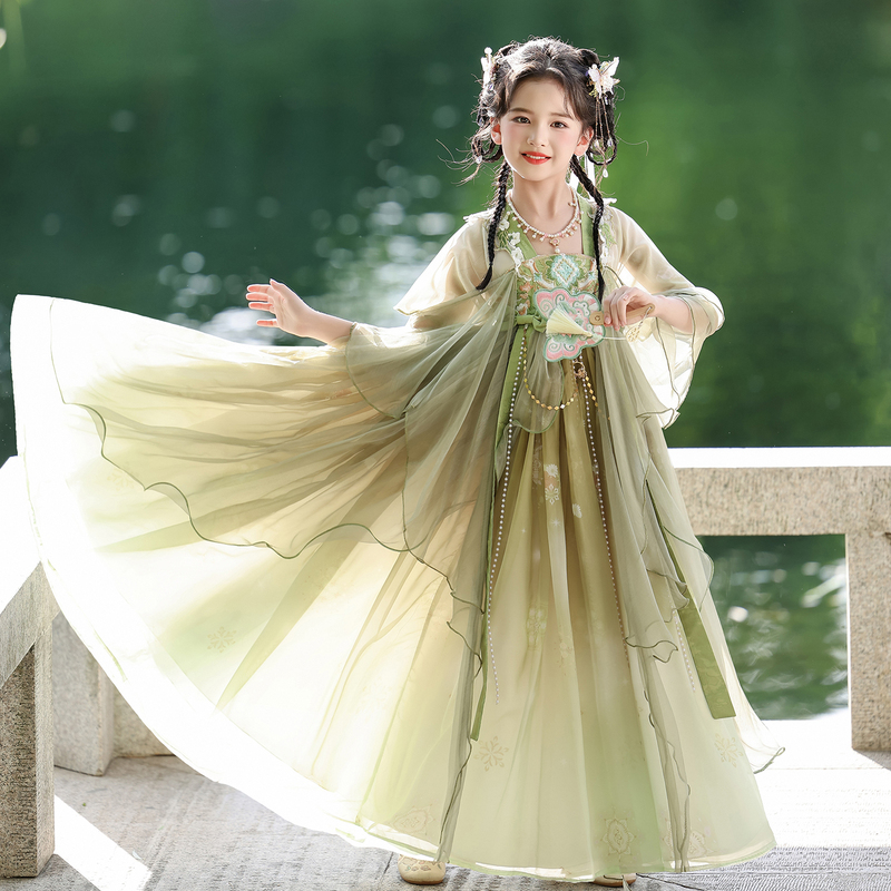 Ancient Style Beautiful Girls' Hanfu Dress 2026 New Model Children's Summer Thin Style Chinese Traditional Costume Super Fairy Summer Dress