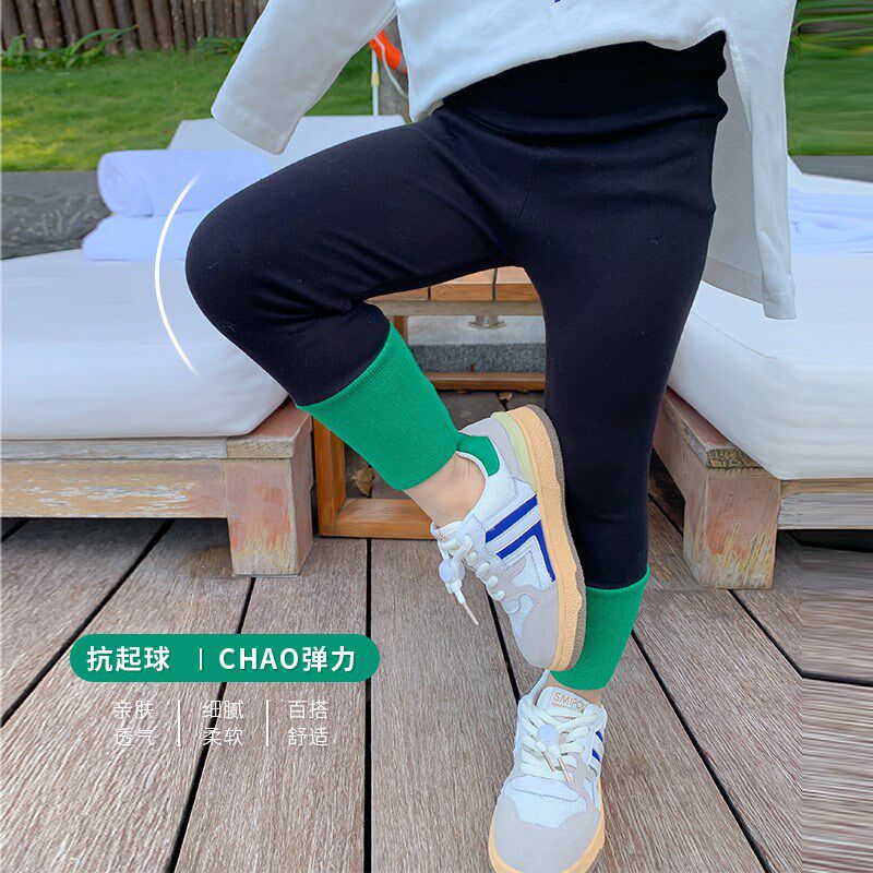 Children's elastic pants girls spring pants 2022 new children's Western style all-match female baby outer wear inner trousers