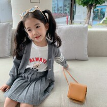 Child Spring Clothing Line Clothing 2022 Childrens Needle Womens Baby Tennis New Red Clothing Two sets of childrens woolen sweater