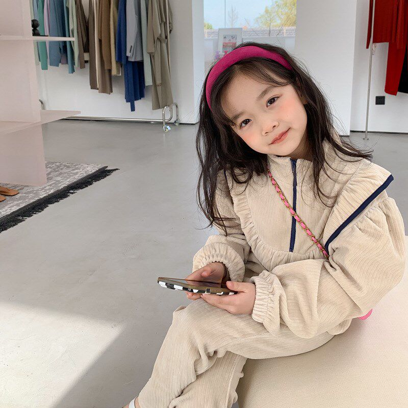 Girls' Spring Dress Western Style Suit 2022 New Children's Fashionable Sweater Flared Pants Two-piece Set Girl Baby Casual Wear