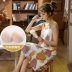 Đồ ngủ của phụ nữ mùa hè cotton dây treo váy ngủ ngọt ngào và dễ thương sexy trái cây giản dị mặc vest váy dịch vụ tại nhà - Đêm đầm Đêm đầm